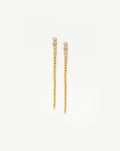 Tennis Beaded Stone Extra Long Drop Earrings | 18ct Gold Vermeil/Cubic Zirconia
