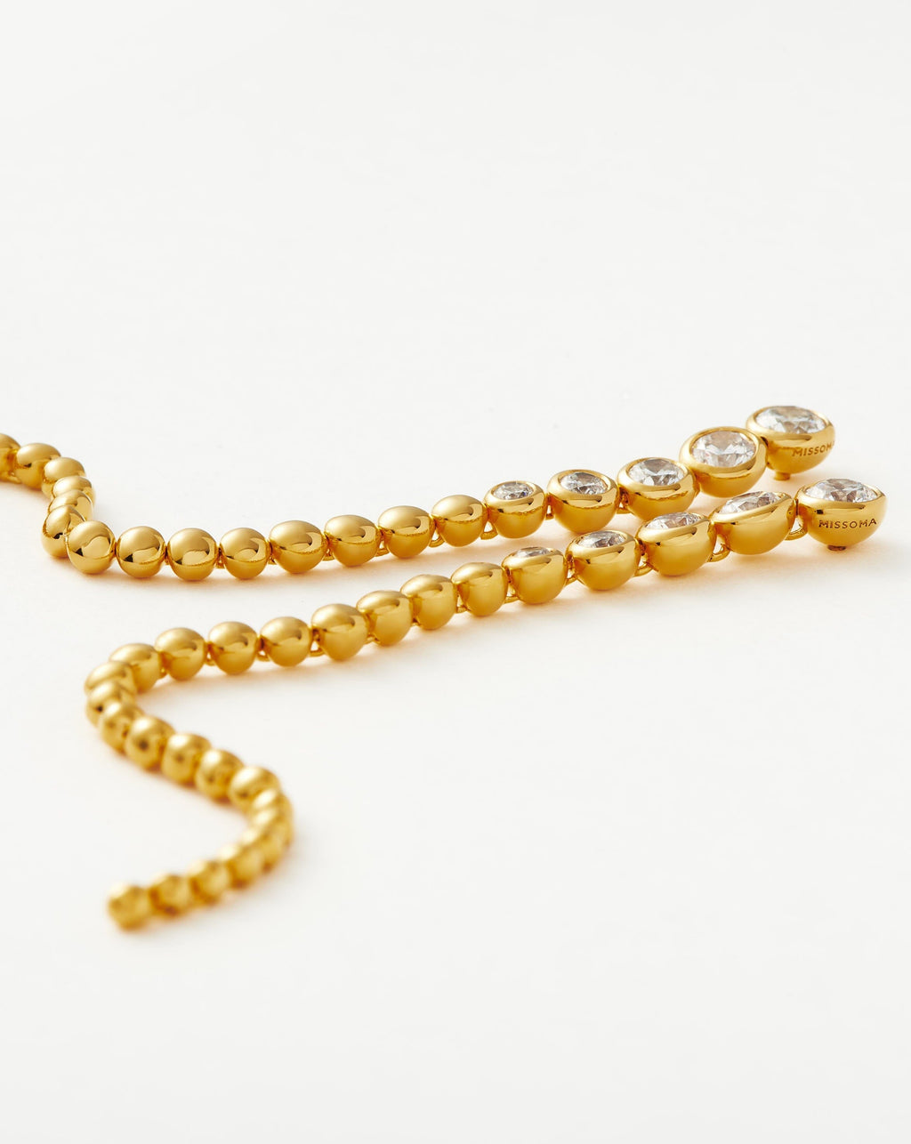 Tennis Beaded Stone Extra Long Drop Earrings | 18ct Gold Vermeil/Cubic Zirconia