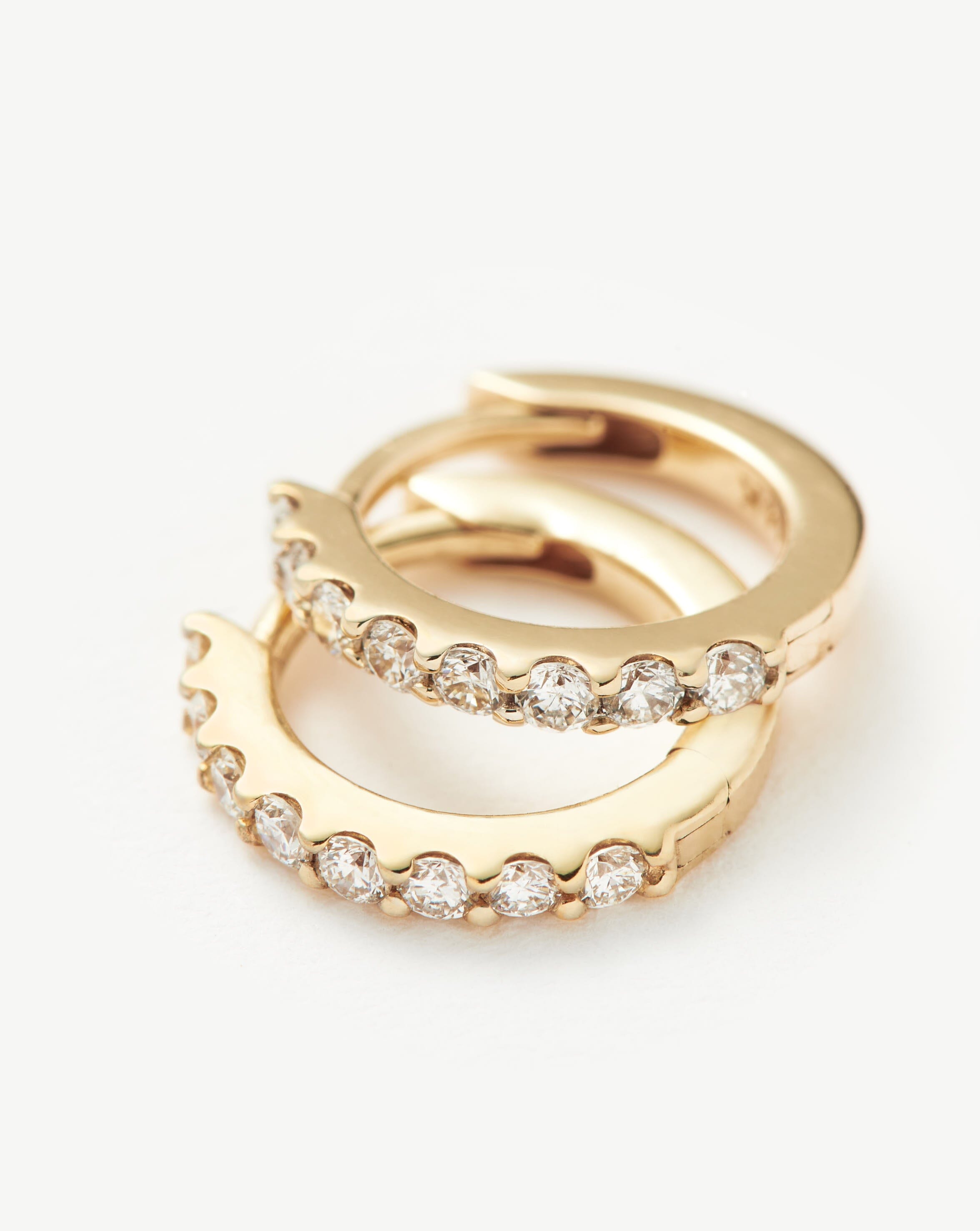 Solid Gold Classic Diamond Huggies | 14ct Solid Gold/Diamond