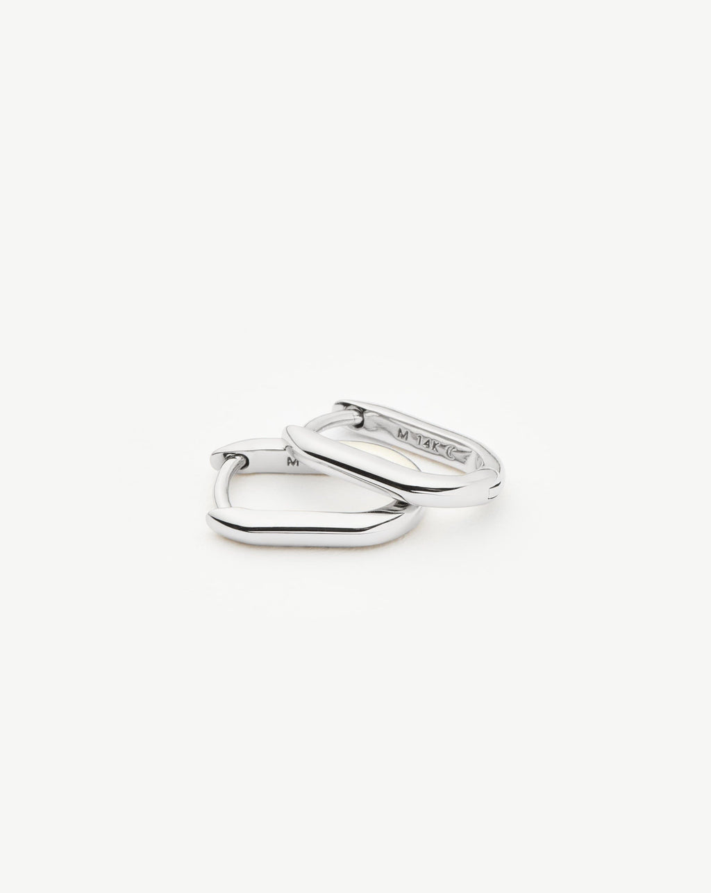 Solid Gold Ovate Mini Hoop Earrings | 14ct Solid White Gold