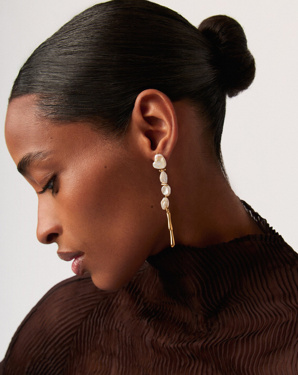 Keshi Pearl Sculptural Drop Earrings | 18ct Gold Plated/Pearl