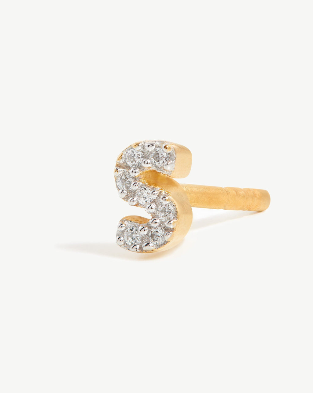 Pave Initial Single Stud Earring - Initial S | 18ct Gold Vermeil/Cubic Zirconia