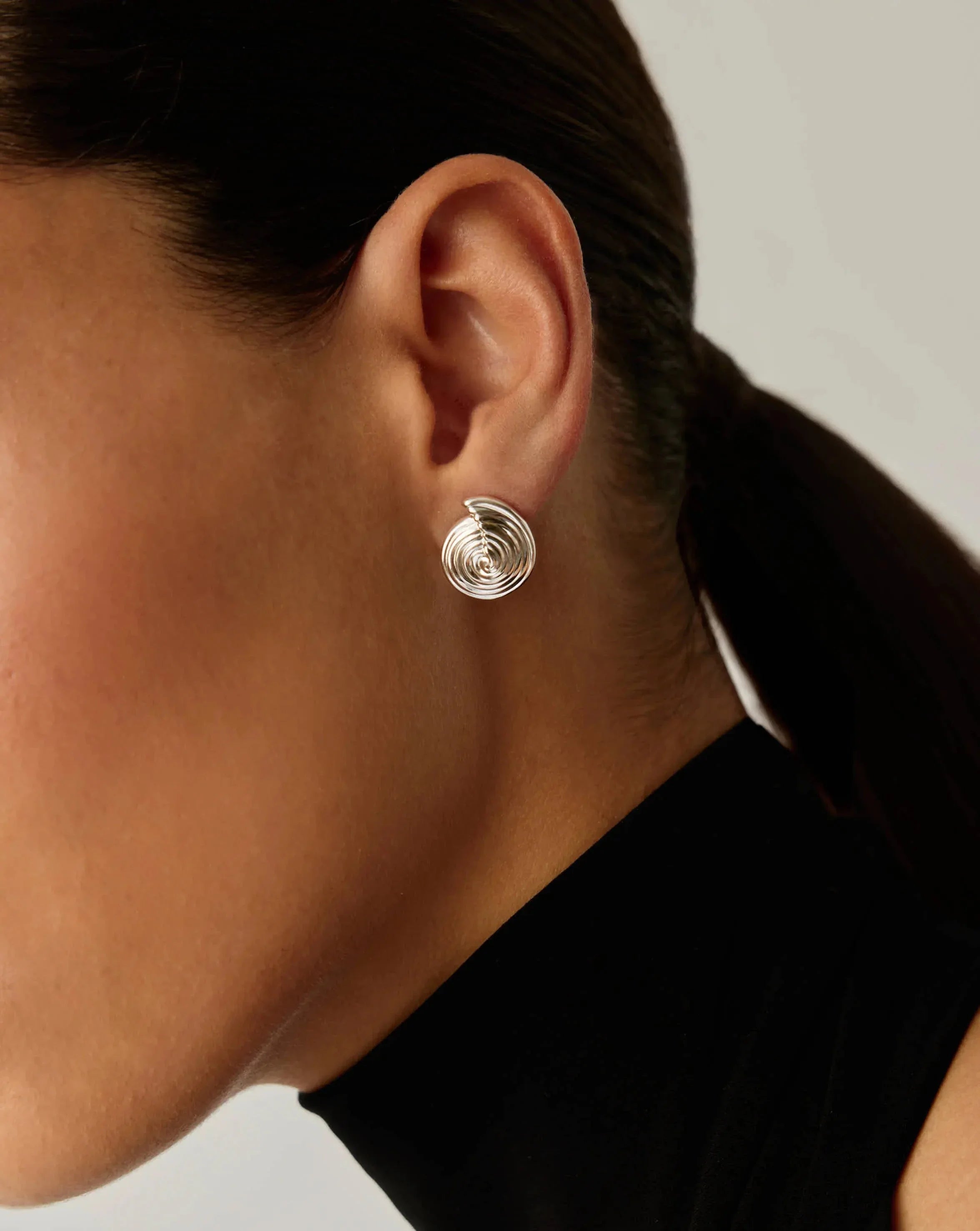 Spiral Small Stud Earrings | Silver Plated